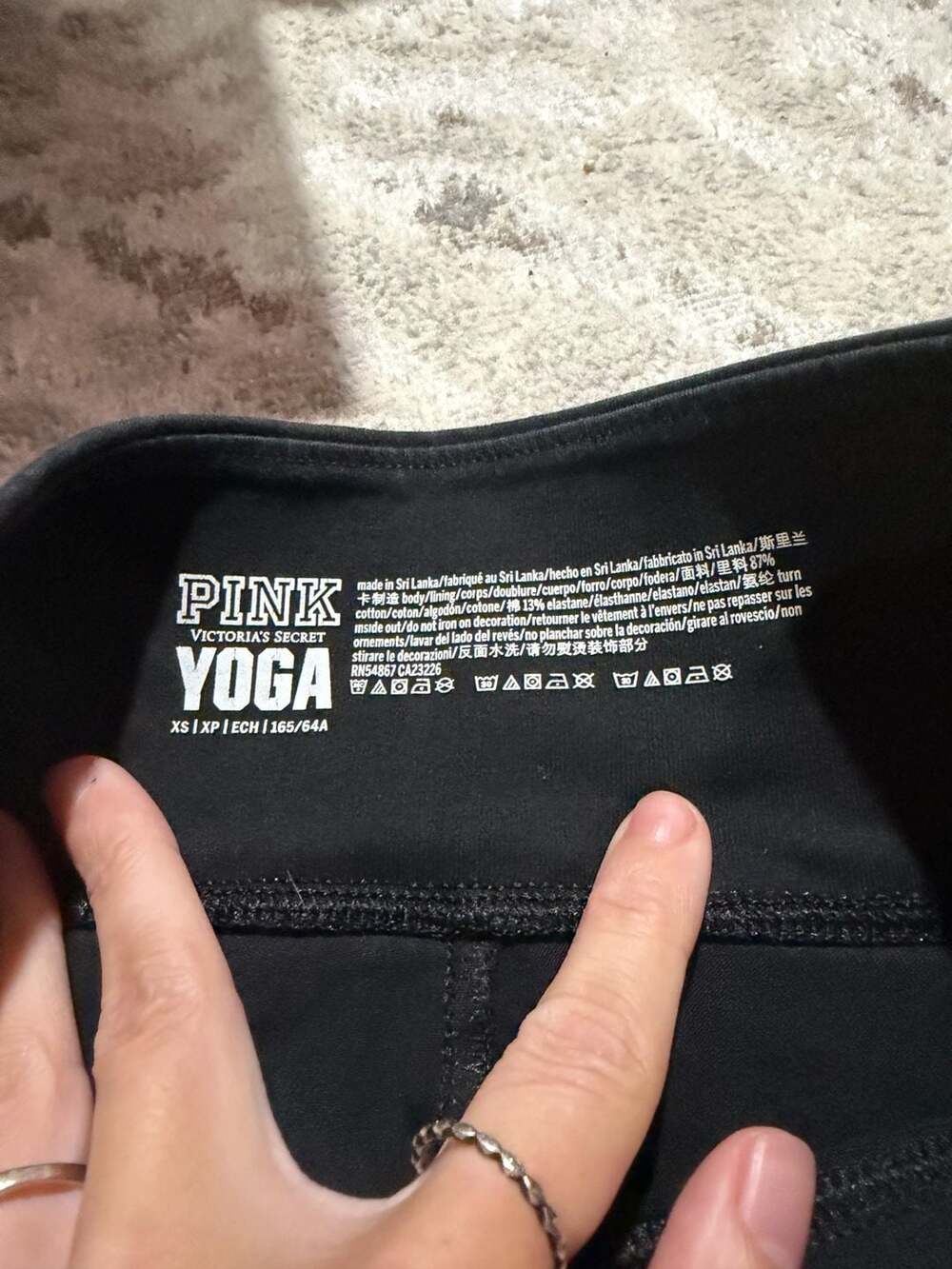 Victoria's Secret PINK Yoga Leggings Size XS Black Blue Love Pink - Picture 2 of 5